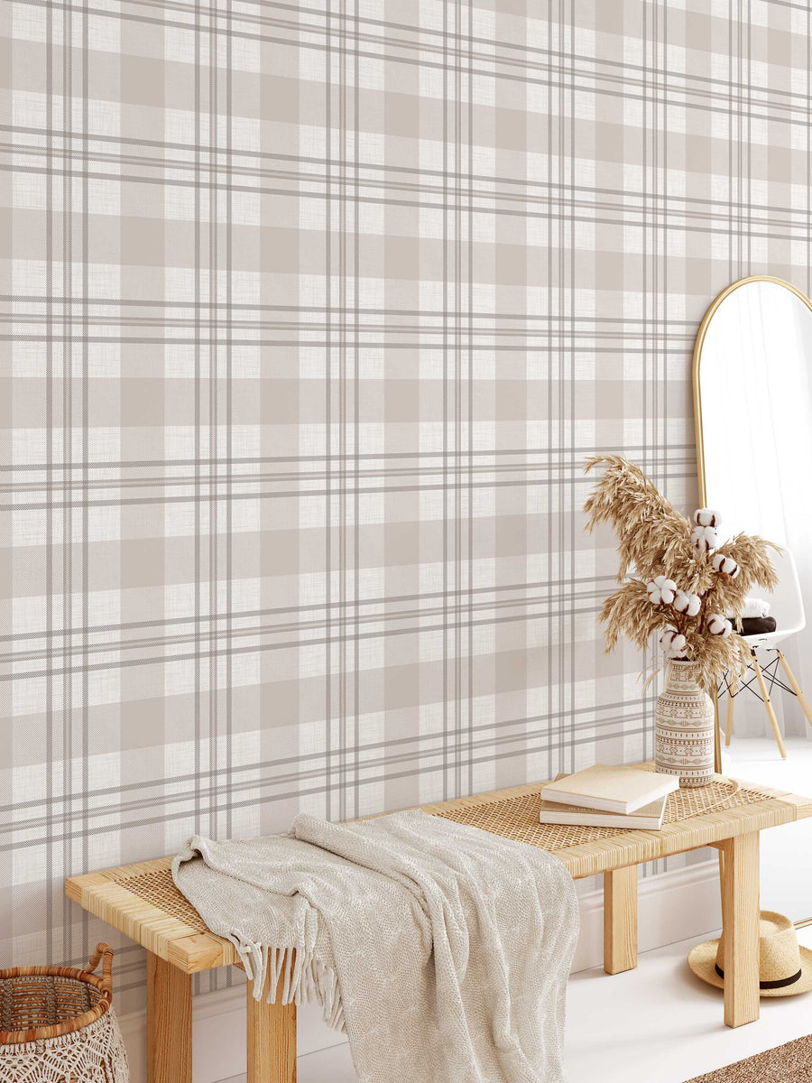Simple Neutral Rug Plaid Neutral Plaid – Curated Walls